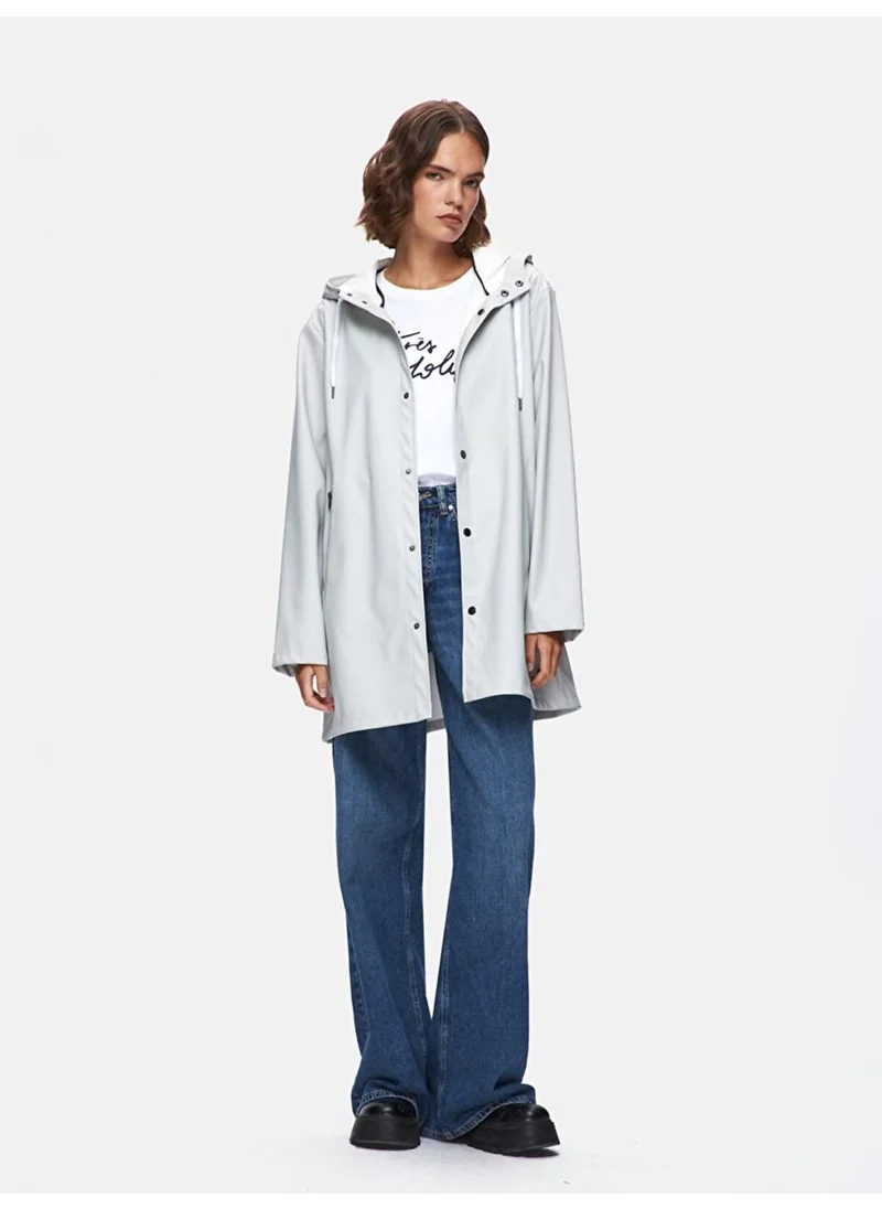 إل تي بي Plain Hooded Snap-On Grey Jacket