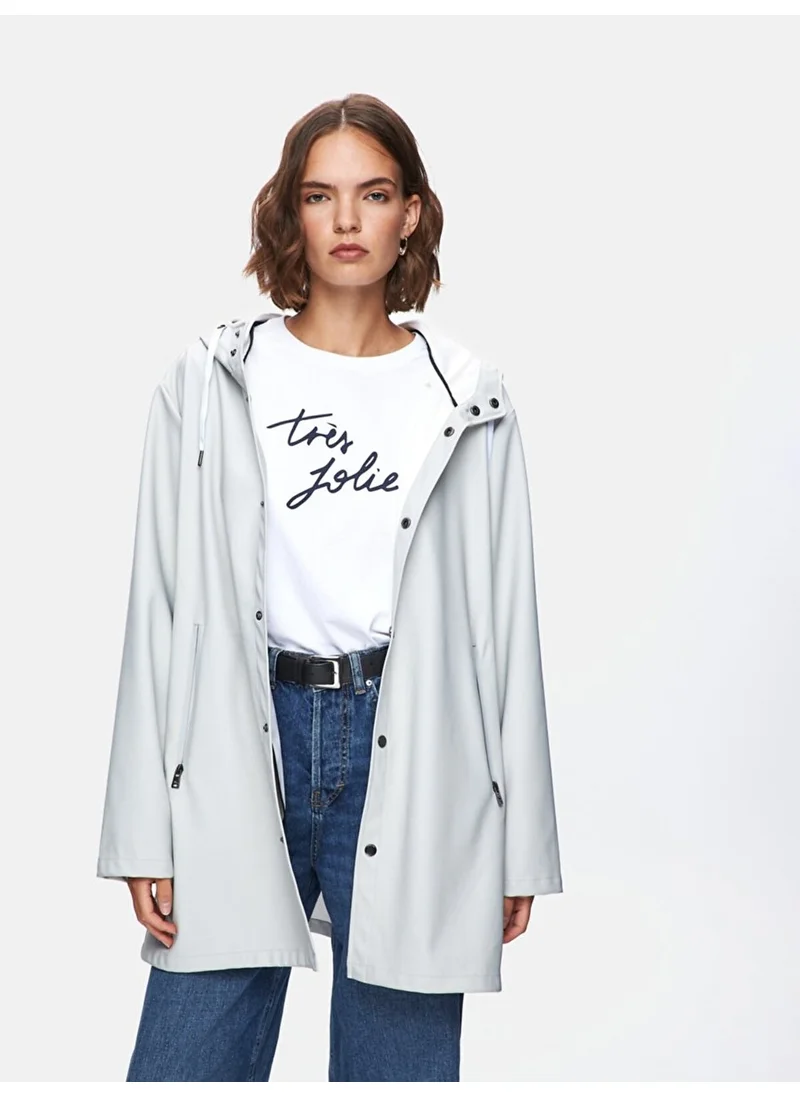 إل تي بي Plain Hooded Snap-On Grey Jacket