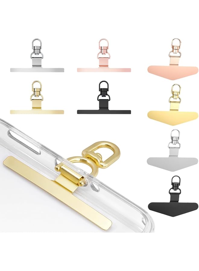 Green Tiger 8 Pack Phone Tether Tab, 360° Rotatable Metal Lanyard Patch for Full Cover Phone Cases Anti Scratch Coating Silver Gold Black Rose Gold Compatible with iPhone 16 Most Smartphones No Adhesive - Image 1