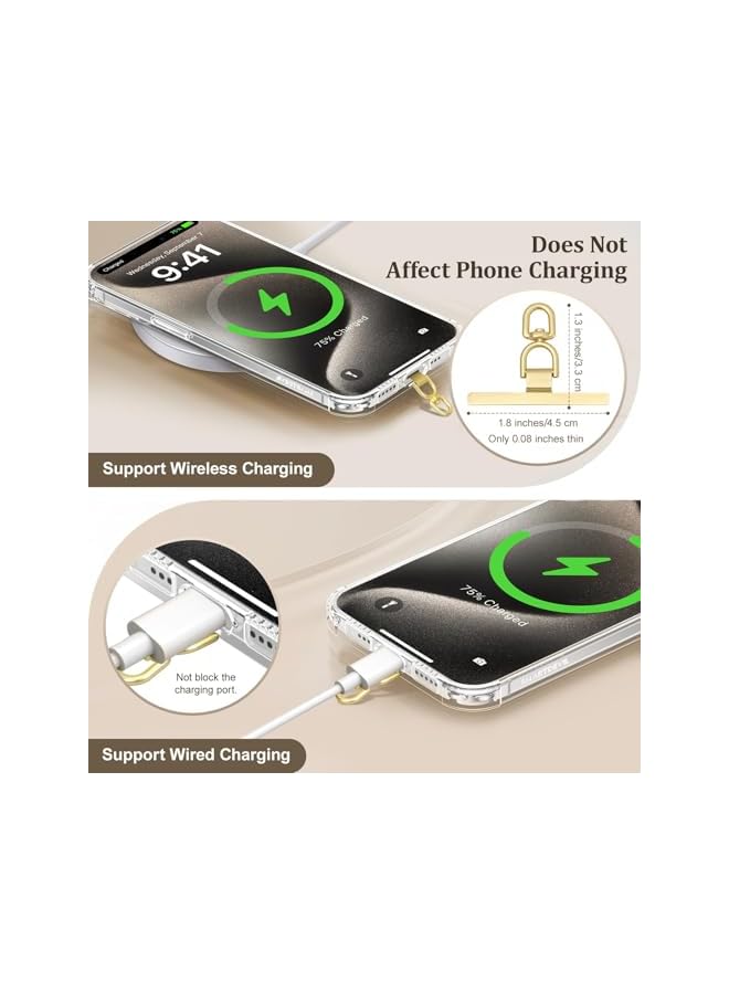 Green Tiger 8 Pack Phone Tether Tab, 360° Rotatable Metal Lanyard Patch for Full Cover Phone Cases Anti Scratch Coating Silver Gold Black Rose Gold Compatible with iPhone 16 Most Smartphones No Adhesive - Image 4