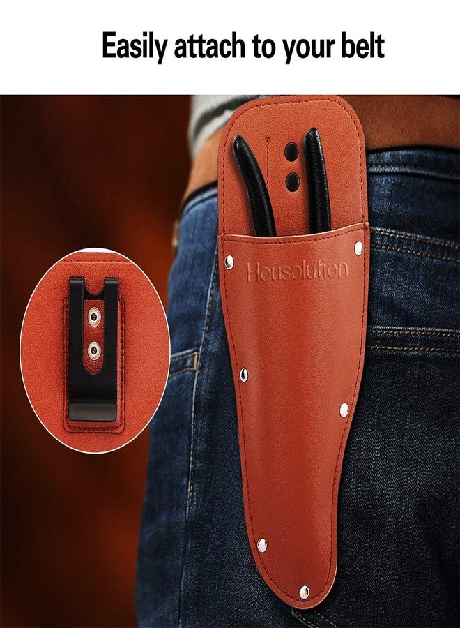 Housolution Garden Pruner Sheath, Pruner Tool Holster, Premium PU Leather Holster Protective Case Cover Scabbard for Gardening Pruning Shears Scissor - Brown - Image 3
