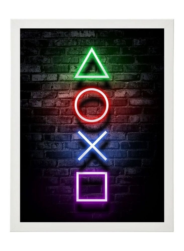 RKN Triangle Square Circle X Digital Neon Wall Art Poster Frame 21x30 cm - Image 2