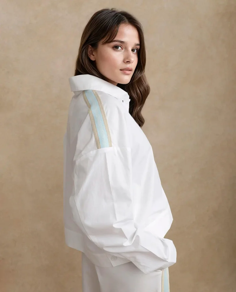 Rareism Women's Relaxed Fit Shirt With Tape Detail