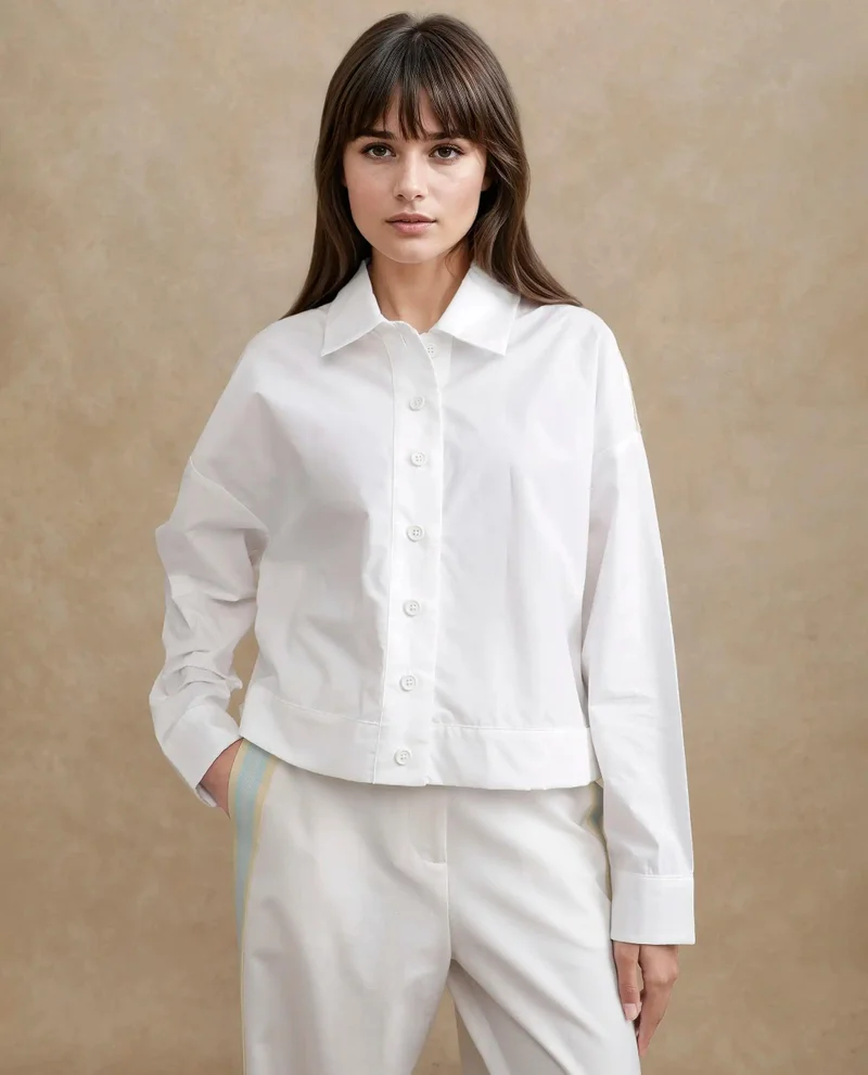 Rareism Women's Relaxed Fit Shirt With Tape Detail