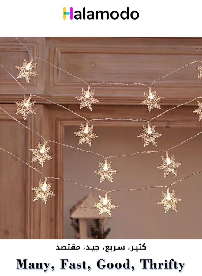 ماركة غير محددة 20 سلسلة ضوء LED على شكل ندفة الثلج أصفر دافئ 2.1 متر  - Image 1