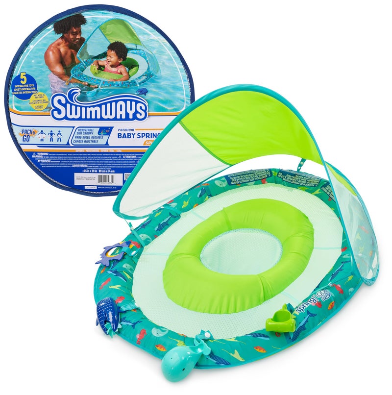 SwimWays Baby Spring Float Splash N Play Baby Pool Float with Canopy Swimming Pool Accessories for Kids 924 Months - Image 2