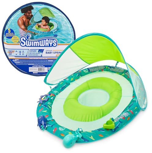 SwimWays Baby Spring Float Splash N Play Baby Pool Float with Canopy Swimming Pool Accessories for Kids 924 Months - Image 1