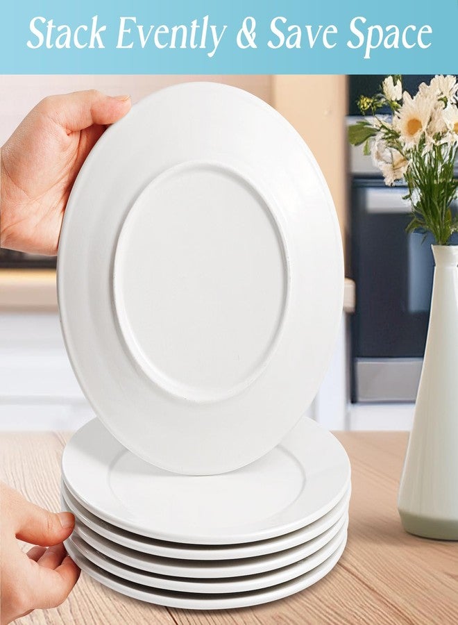 Bgtecho 12 PCS White Dinner Plates, 8 Inch Round Dinner Plates Set, Ceramic Dessert/Salad Plate, Porcelain Appetizer Plate, Microwave & Dishwasher Safe - Image 5