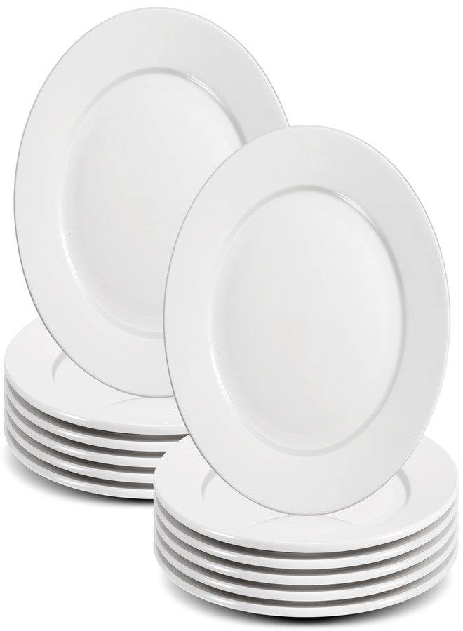 Bgtecho 12 PCS White Dinner Plates, 8 Inch Round Dinner Plates Set, Ceramic Dessert/Salad Plate, Porcelain Appetizer Plate, Microwave & Dishwasher Safe - Image 1