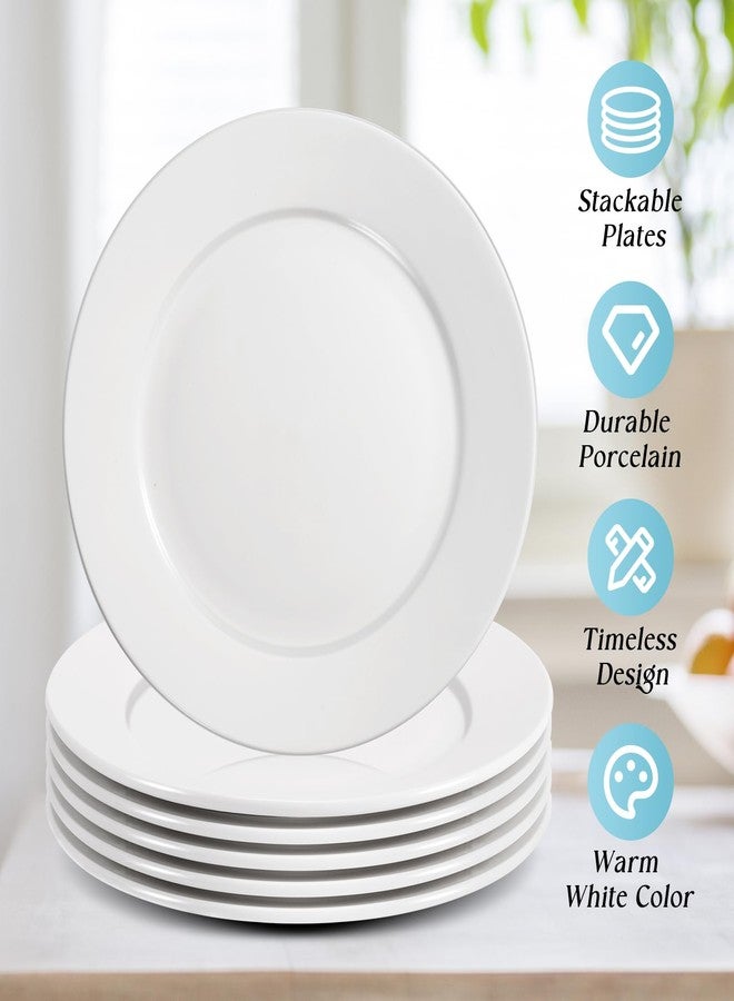 Bgtecho 12 PCS White Dinner Plates, 8 Inch Round Dinner Plates Set, Ceramic Dessert/Salad Plate, Porcelain Appetizer Plate, Microwave & Dishwasher Safe - Image 4