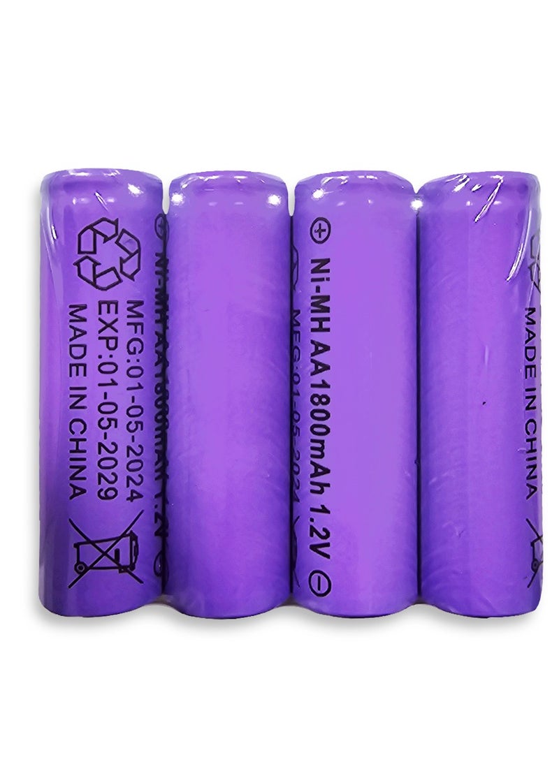 Battery Headless , 1.2V/1800mAh/(AA), Rechargeable Battery for LED Toy Lights, Flashlights, Power Bank and Electronic Devices, 4pcs - Image 1