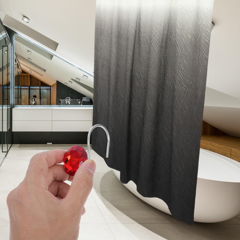 12 Pieces Red Crystal Acrylic Shower Curtain Hooks Rust Resistant Bathroom Rod Hangers - Image 5