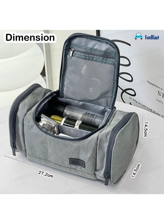 FunBlast Polyester Toiletry Bag For Men And Women - Multipurpose Travel Bag With Waterproof Pockets, Mesh Pockets, Shaving Kit Bag, Toiletry Kit, Cosmetics, Gadget, Make Up And Accessories Bag (Grey) - Image 3