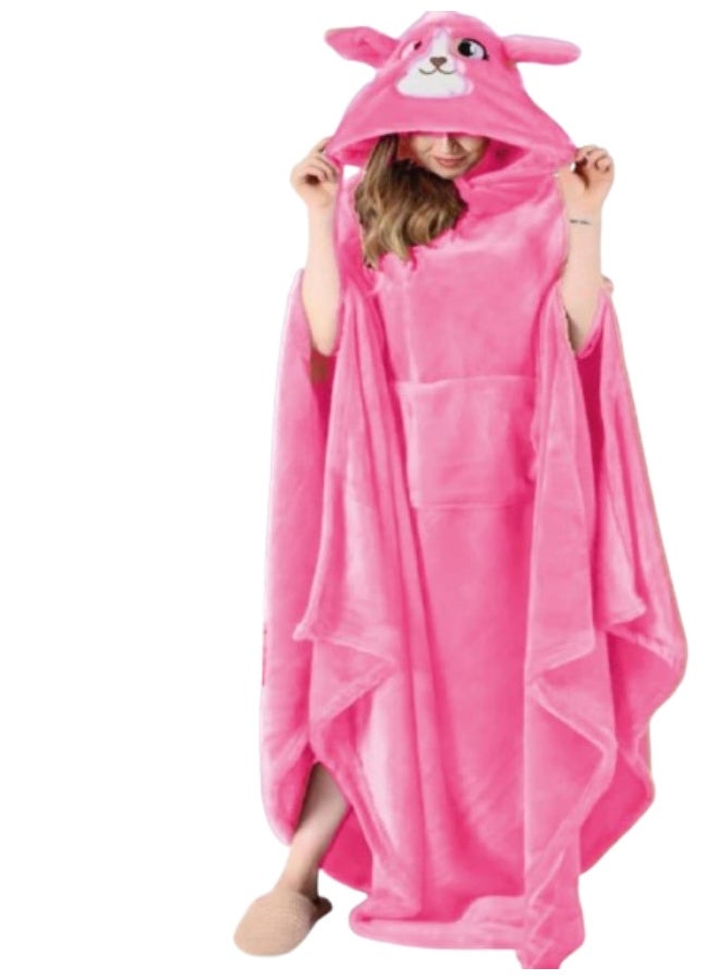 High-Quality Imported Soft Plush Blanket with Cartoon Hat in Pink | Model Size 401