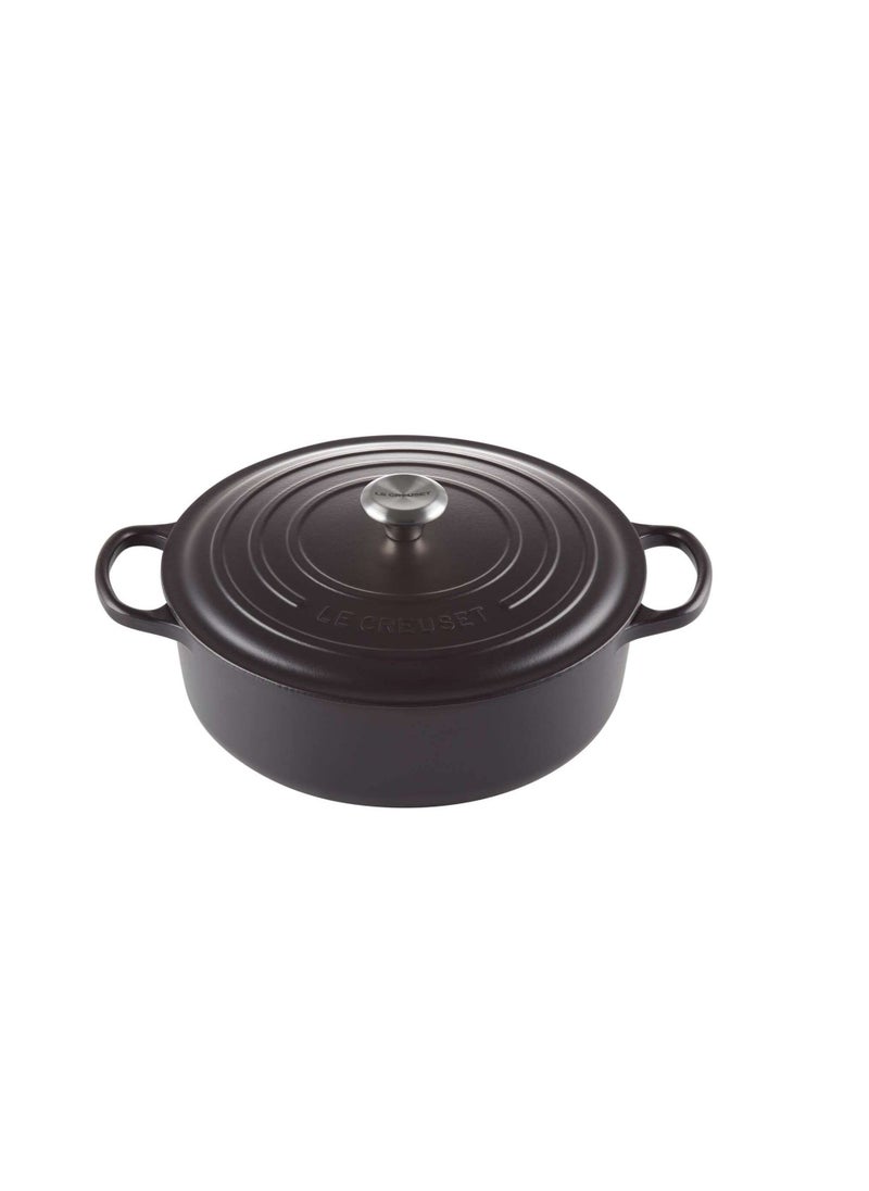Le Creuset - Le Creuset Signature Satin Black Cast Iron 30cm Risotto (Black Interior) - Image 1