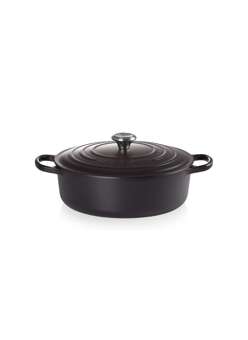 Le Creuset - Le Creuset Signature Satin Black Cast Iron 30cm Risotto (Black Interior) - Image 1