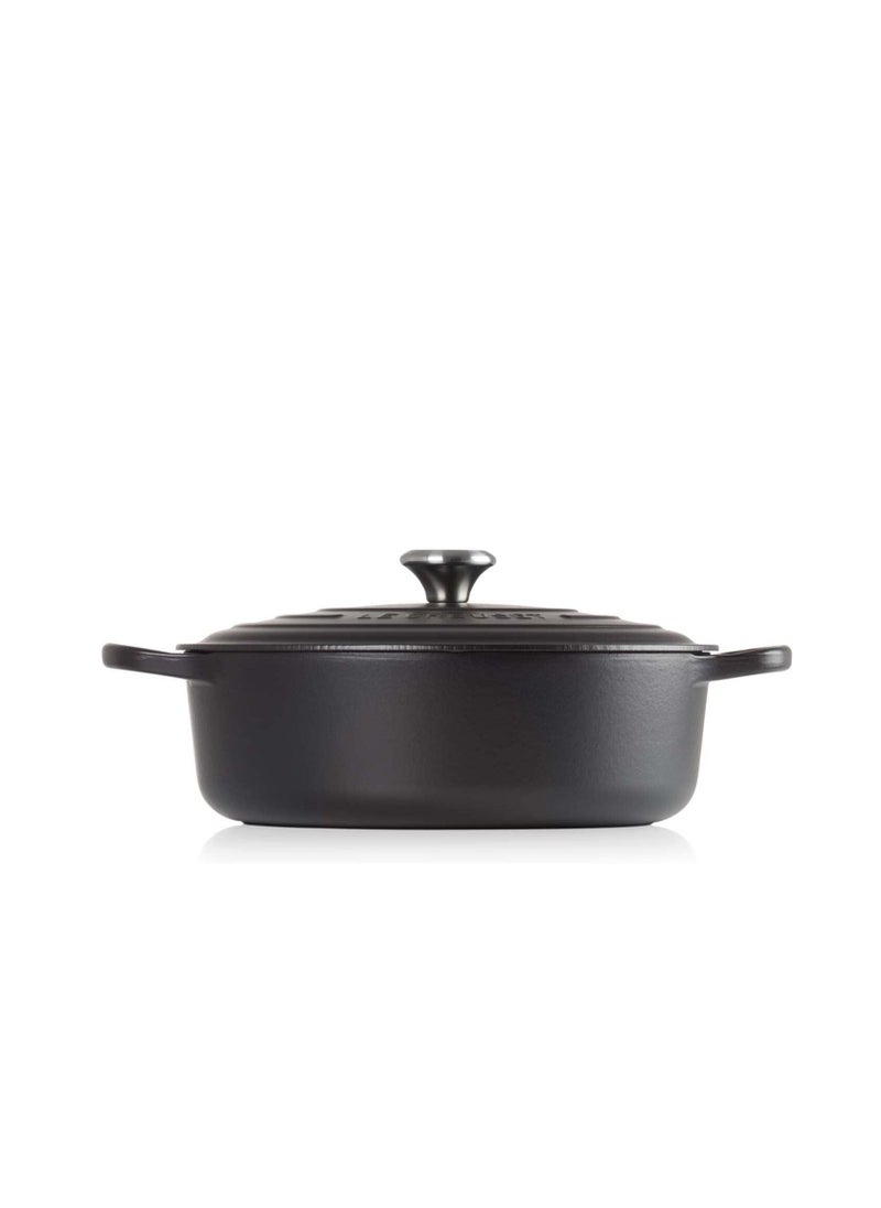 Le Creuset - Le Creuset Signature Satin Black Cast Iron 30cm Risotto (Black Interior) - Image 1