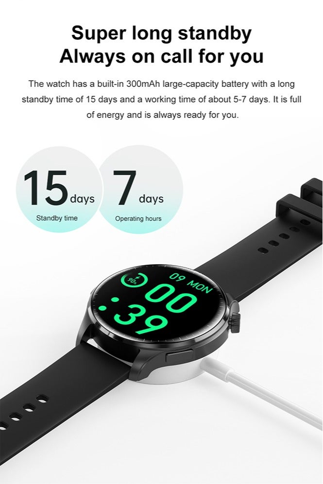 RollsTimi  Smart Watch for Men Women, Answer/Make Calls,1.6" Screen IP68 Waterproof, Multiple Sports Modes Fitness Watch with Sleep Monitor Pedometer Outdoor Smart Watch for Android iOS,Black Silicone - Image 4