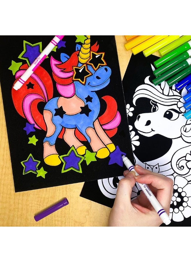 Stuff2Color - Super Pack of 18 Fuzzy Coloring Posters (Unicorns & Fairy Tales Edition) - Arts & Crafts for Girls and Boys - Great for After School, Travel, Planes, Group Activities, and Coloring with Friends - Image 1