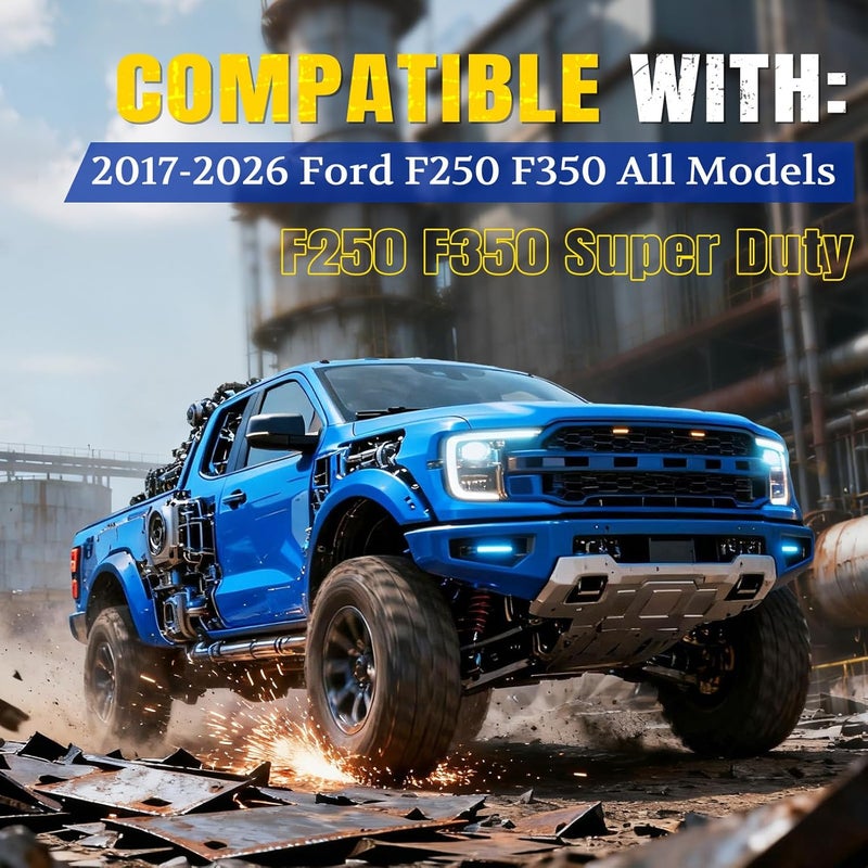 ARANA ممتص الصدمات المساعد لصندوق الشاحنة لسيارات F250 F350 F450 Super Duty 2017-2026، مجموعة ملحقا�� صندوق الشاحنة البطيئة السقوط لسيارات Ford F-250 F-350 F-450 XL XLT LARIAT King Ranch Platinum (تركيب بدون حفر) - Image 2