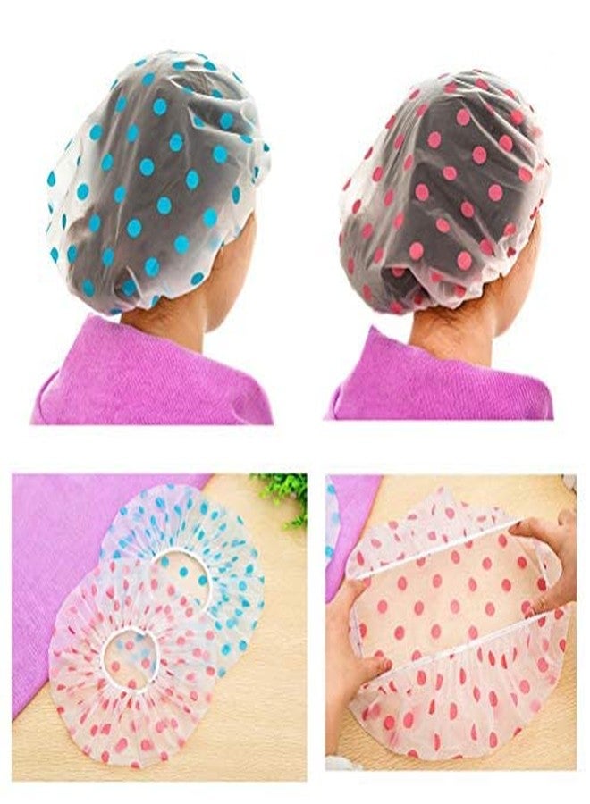 NL TRADERS Waterproof Elastic Band Plastic Reusable Shower Caps for Women's - 3 Pieces (Multicolour) - Image 5