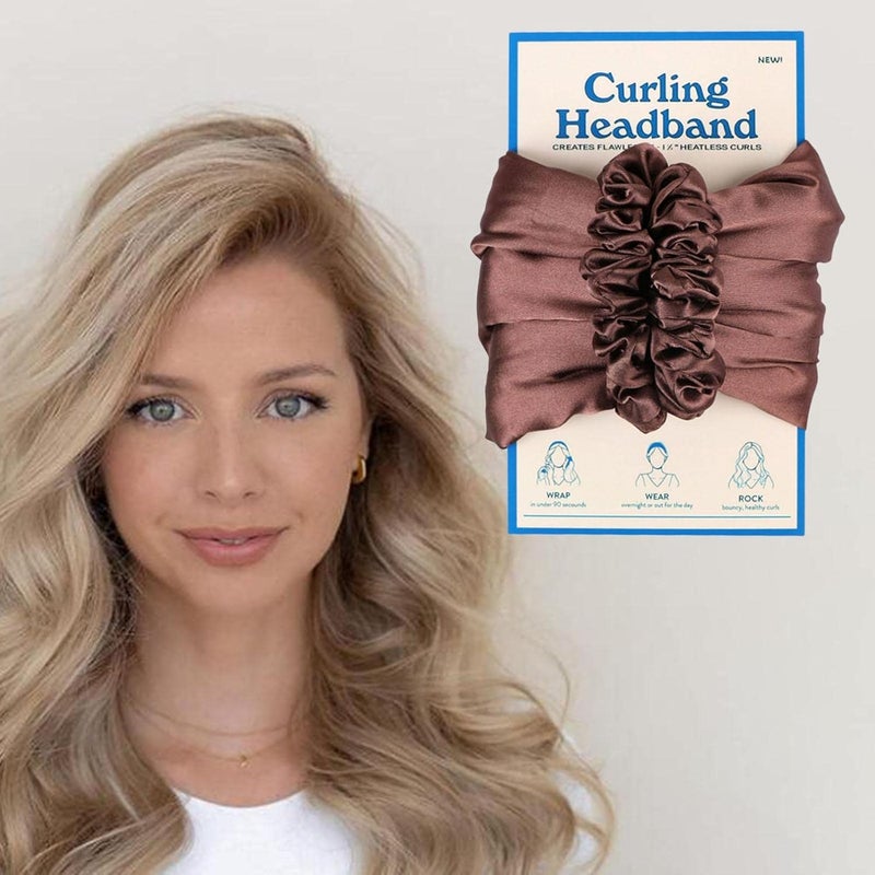 كلاراكو أداة تجعيد شعر مريحة بدون حرارة للنساء والفتيات، مثالية للنوم، مع ربطة رأس، وشريط تجعيد، وأدوات لف الشعر الطويلة طوال الليل - لون قهوة - Image 2