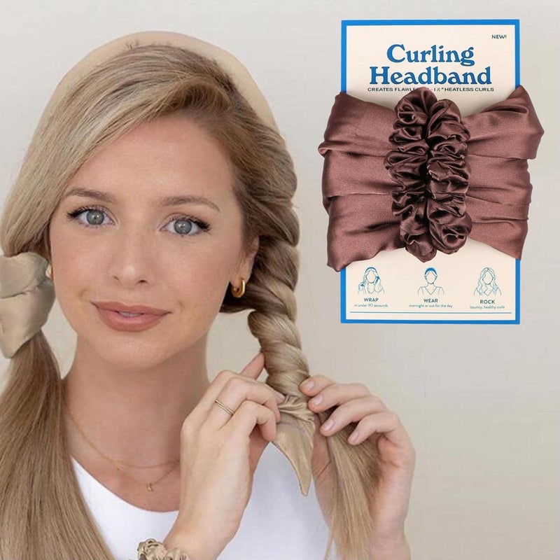 كلاراكو أداة تجعيد شعر مريحة بدون حرارة للنساء والفتيات، مثالية للنوم، مع ربطة رأس، وشريط تجعيد، وأدوات لف الشعر الطويلة طوال الليل - لون قهوة - Image 3