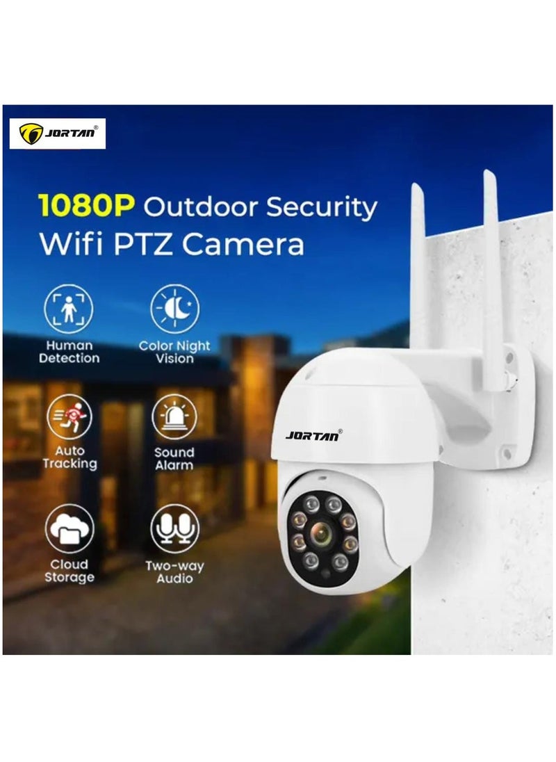 JORTAN - JORTAN 1080P Indoor Outdoor Wireless Wi-Fi Security Camera, Color Night Vision, 2 way Audio, Motion Detection, IP66 Waterproof, PTZ Control, Cloud Storage - Image 1