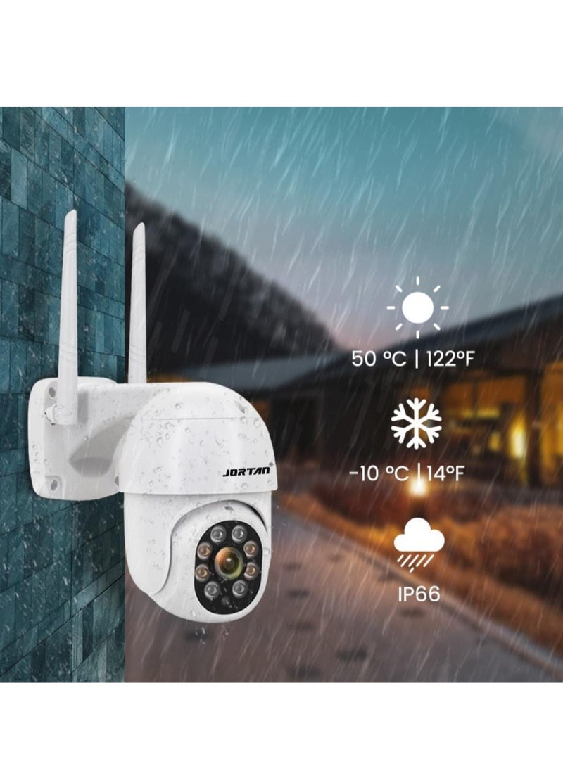 JORTAN - JORTAN 1080P Indoor Outdoor Wireless Wi-Fi Security Camera, Color Night Vision, 2 way Audio, Motion Detection, IP66 Waterproof, PTZ Control, Cloud Storage - Image 1