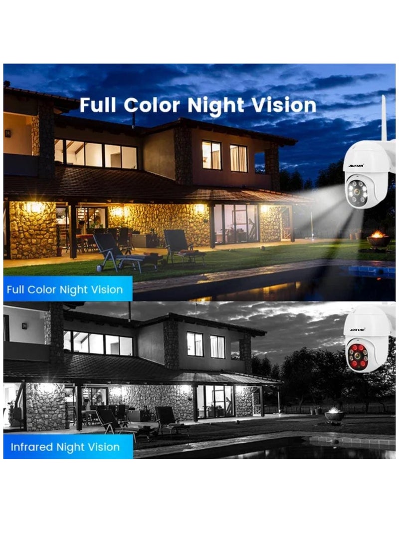 JORTAN - JORTAN 1080P Indoor Outdoor Wireless Wi-Fi Security Camera, Color Night Vision, 2 way Audio, Motion Detection, IP66 Waterproof, PTZ Control, Cloud Storage - Image 1