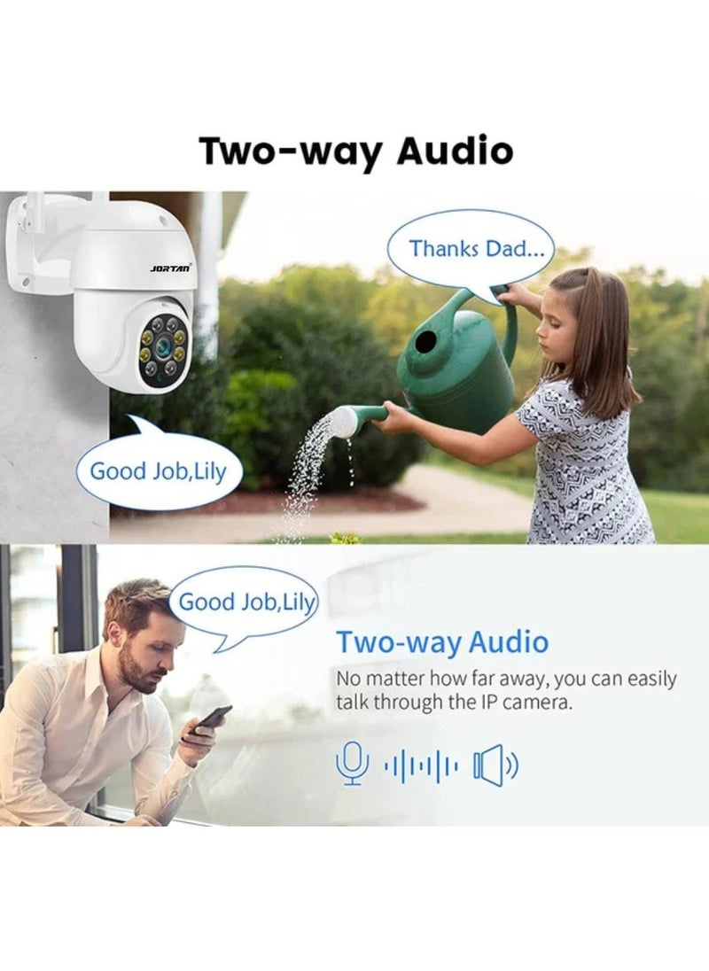 JORTAN - JORTAN 1080P Indoor Outdoor Wireless Wi-Fi Security Camera, Color Night Vision, 2 way Audio, Motion Detection, IP66 Waterproof, PTZ Control, Cloud Storage - Image 1