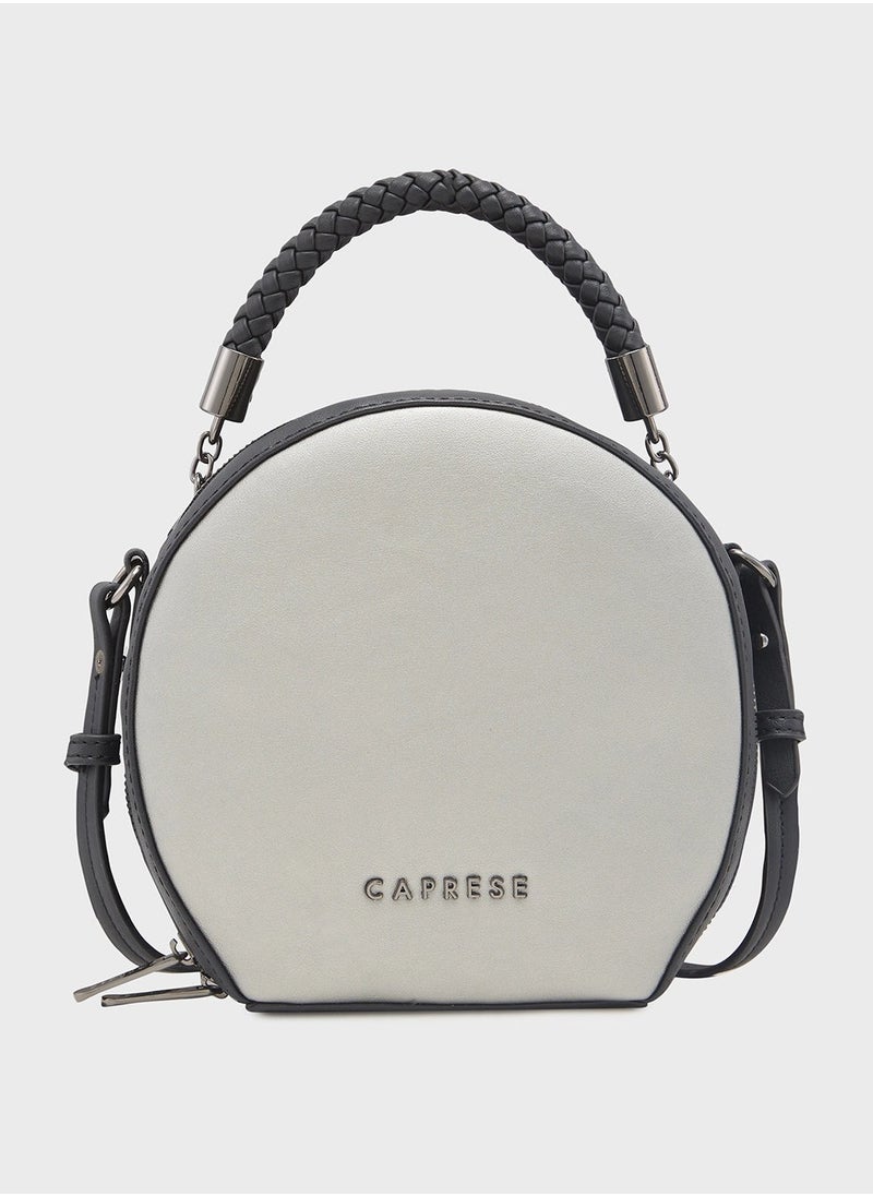 CAPRESE-JOSIE SLING MEDIUM Black | Dual-color round sling bag with adjustable strap, ideal for casual outings and daily use