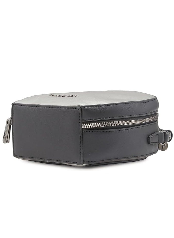 CAPRESE-JOSIE SLING MEDIUM Black | Dual-color round sling bag with adjustable strap, ideal for casual outings and daily use