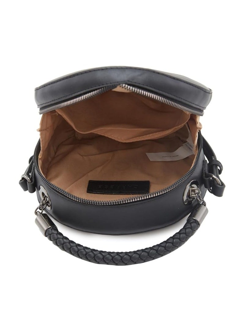 CAPRESE-JOSIE SLING MEDIUM Black | Dual-color round sling bag with adjustable strap, ideal for casual outings and daily use