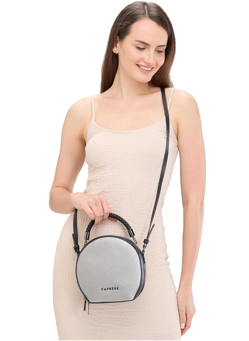 CAPRESE-JOSIE SLING MEDIUM Black | Dual-color round sling bag with adjustable strap, ideal for casual outings and daily use