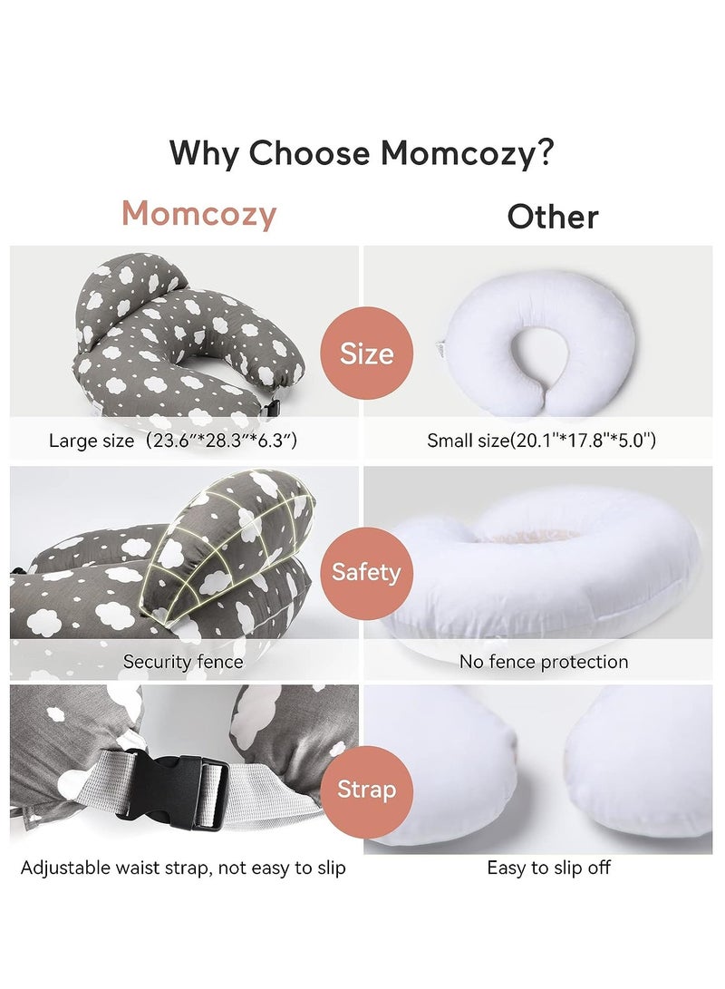 Breastfeeding Pillow, Original Plus Size Breastfeeding Pillow, Provides More Support for Mom and Baby, Adjustable Belt and Detachable Cotton Pillow Cover, Gray - Image 4