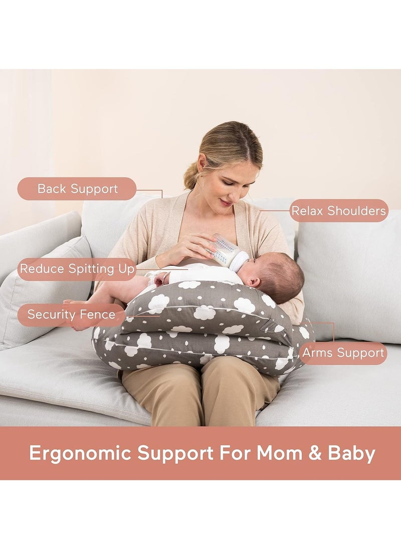 Breastfeeding Pillow, Original Plus Size Breastfeeding Pillow, Provides More Support for Mom and Baby, Adjustable Belt and Detachable Cotton Pillow Cover, Gray - Image 2