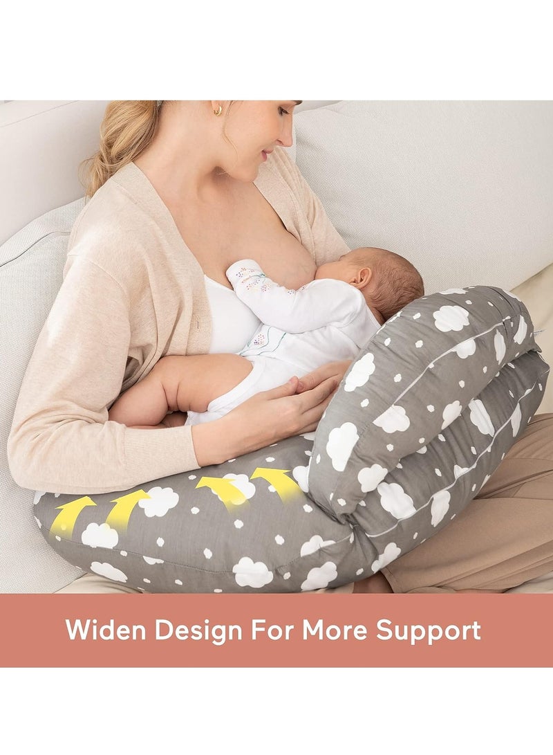 Breastfeeding Pillow, Original Plus Size Breastfeeding Pillow, Provides More Support for Mom and Baby, Adjustable Belt and Detachable Cotton Pillow Cover, Gray - Image 3