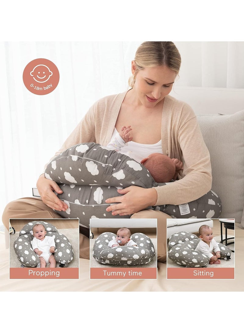 Breastfeeding Pillow, Original Plus Size Breastfeeding Pillow, Provides More Support for Mom and Baby, Adjustable Belt and Detachable Cotton Pillow Cover, Gray - Image 5