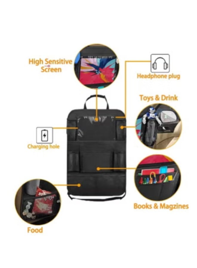 ارواق منظم المقعد الخلفي للسيارة مع حامل تابلت بشاشة لمس – 10 جيوب تخزين، بوليستر مقاوم للماء 600D – يناسب تابلت حتى 10.5 بوصة – مقاس 41×61 سم، مناسب لمعظم السيارات - Image 4