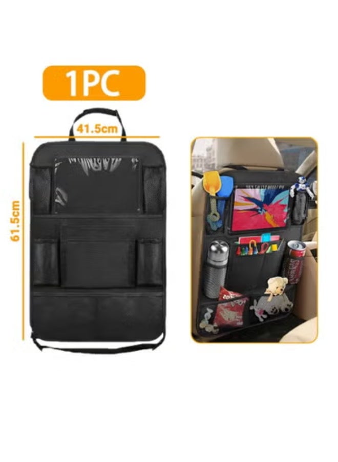 ارواق منظم المقعد الخلفي للسيارة مع حامل تابلت بشاشة لمس – 10 جيوب تخزين، بوليستر مقاوم للماء 600D – يناسب تابلت حتى 10.5 بوصة – مقاس 41×61 سم، مناسب لمعظم السيارات - Image 1