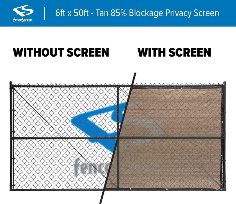 FenceScreen 6ft x 50ft Fence Windscreen - Tan Beige 85% Blockage Privacy Screen Mesh Fence Cover - 3 Year Warranty 155 GSM - Image 5