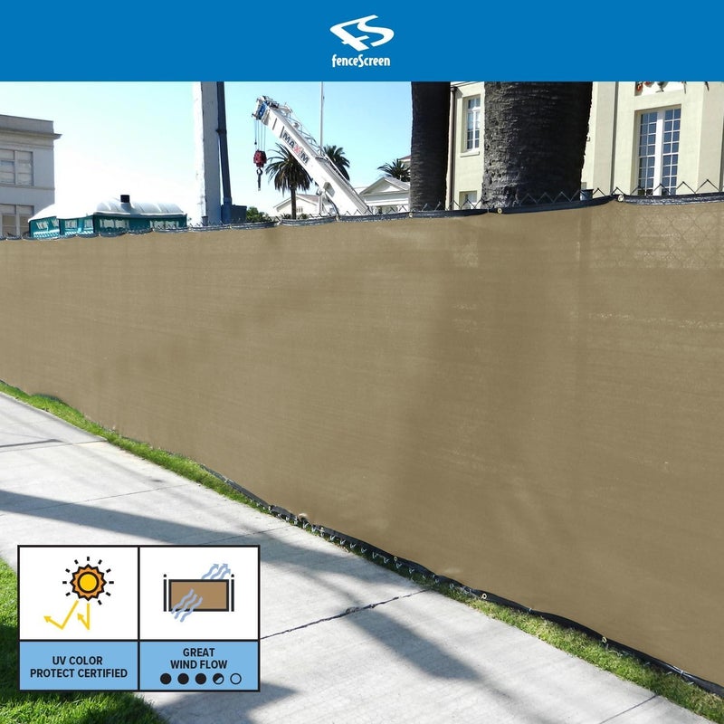 FenceScreen 6ft x 50ft Fence Windscreen - Tan Beige 85% Blockage Privacy Screen Mesh Fence Cover - 3 Year Warranty 155 GSM - Image 3