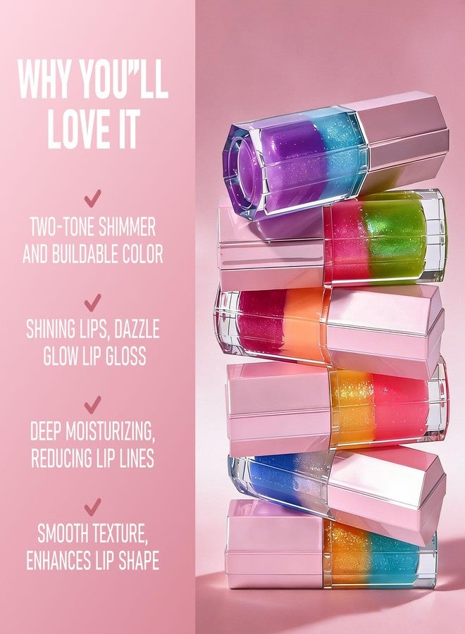 FREEORR Two Tone Layered Lip Gloss, High-Shine Lip Gloss, Shimmer and Buildable Color, Diamond Glitter Lip Luminizer, Nourishing and Hydrating, Plumping, Non-Sticky Lip Oil-01, 0.32 Fl Oz - Image 3