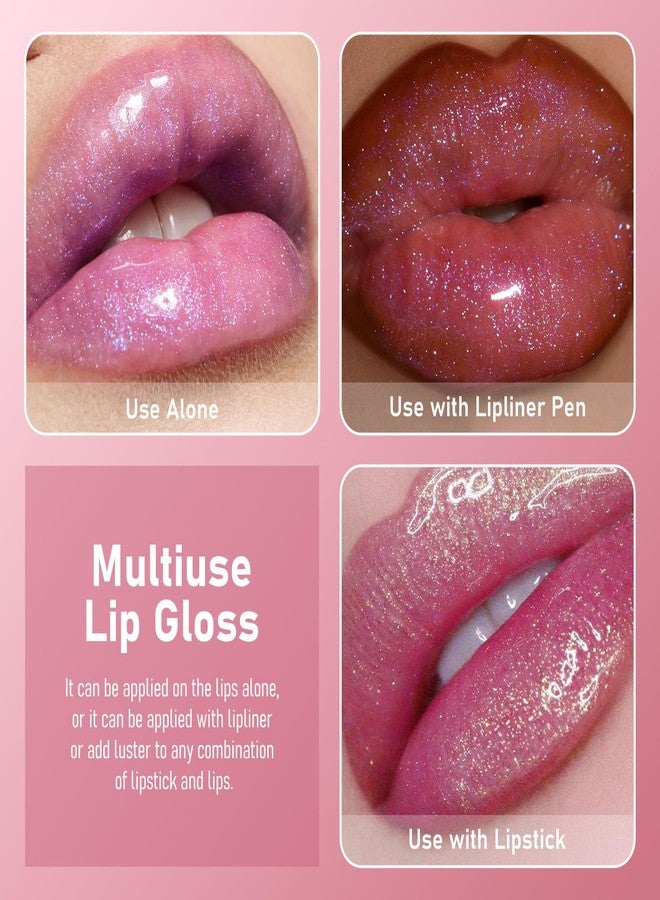 FREEORR Two Tone Layered Lip Gloss, High-Shine Lip Gloss, Shimmer and Buildable Color, Diamond Glitter Lip Luminizer, Nourishing and Hydrating, Plumping, Non-Sticky Lip Oil-01, 0.32 Fl Oz - Image 5