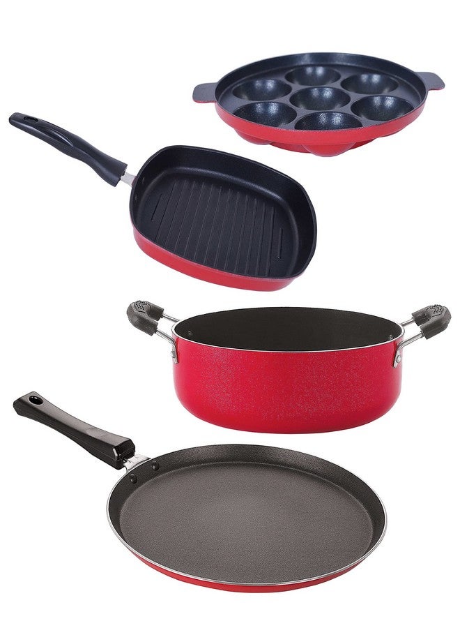 نيرلون مجموعة هدايا أساسية من أواني الطهي غير اللاصقة من نيرلون، مكونة من 4 قطع بمقبض من الباكليت (FT12_AP7_GP24.5_CS24) - Image 1
