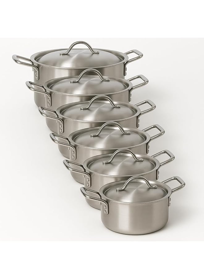 Master Gold Aluminum Saucepan Set 12 Pieces 14 17 19 21 23 26 Cm | Pure Aluminum Cooking Pots With Stainless Steel Handles | Saucepan Suitable For All Types Of Stoves - Image 1