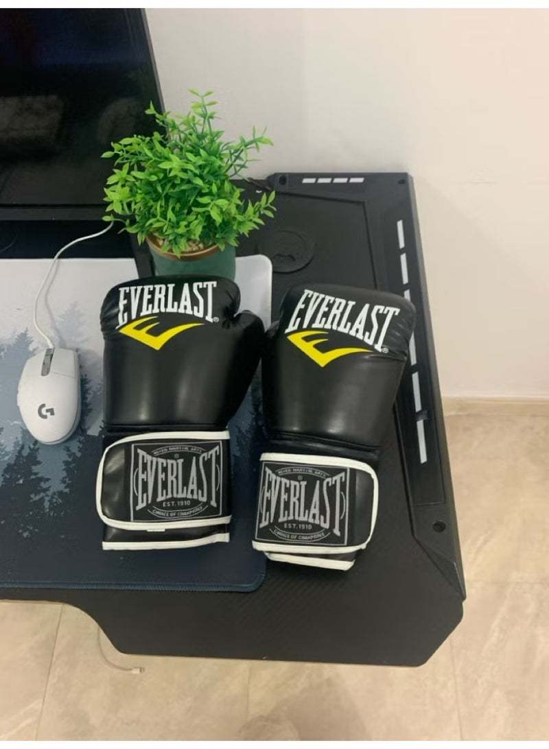 EVERLAST Pair Of Full Finger Professional Boxing Gloves Black/White - Image 3