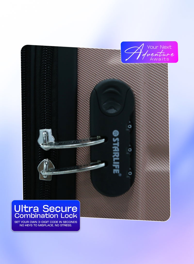 STARLIFE 3 Piece ABS Hard side Trolley Luggage Set Spinner Wheels with Number Lock - Image 3