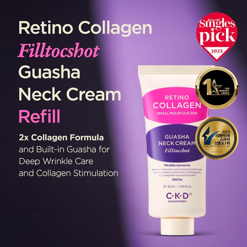 CKD Guaranteed CKD Gua Sha Neck Cream Filltocshot Refill Advanced AntiAging Neck Firming Cream with Massage Roller Visibly Reduces Wrinkles Lifts Tightens Sagging Skin Boosts Elasticity Korean Skincare - Image 2